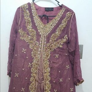 Purple and gold gharara sharara pakistani dress